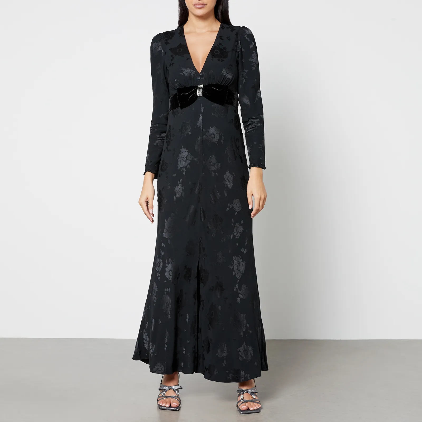 Rixo Anastasia Satin-Jacquard Maxi Dress - UK 8 | Coggles