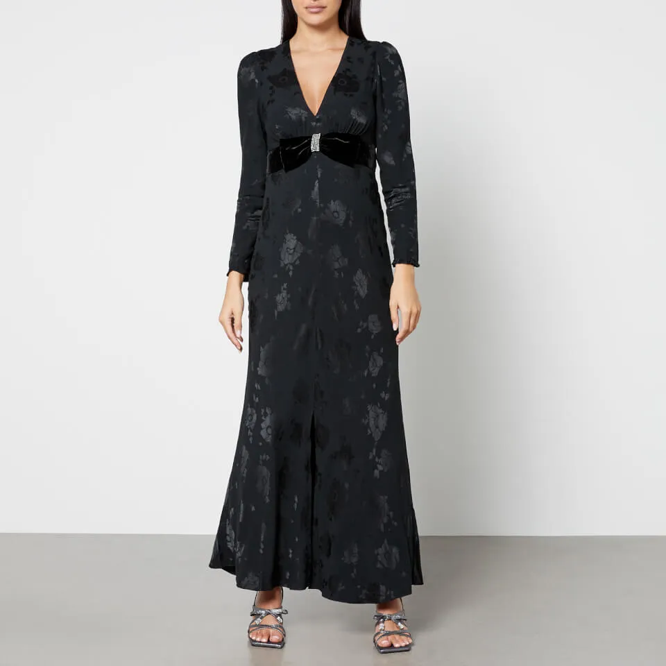 Rixo Anastasia Satin-Jacquard Maxi Dress - UK 8 | Coggles