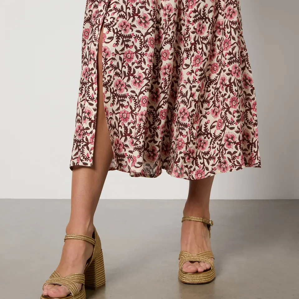 RIXO Bloom Floral-Print Satin Midi Dress - UK 6 | Coggles