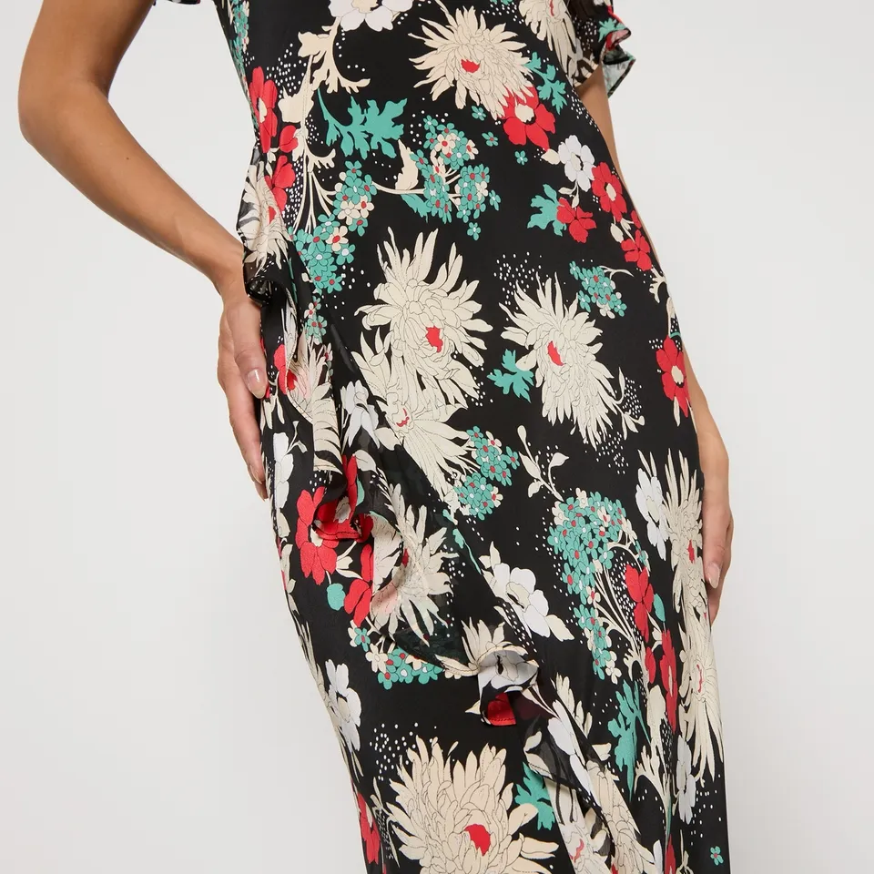 RIXO Clementina Floral-Print Silk-Chiffon Midi Dress - UK 6 | Coggles