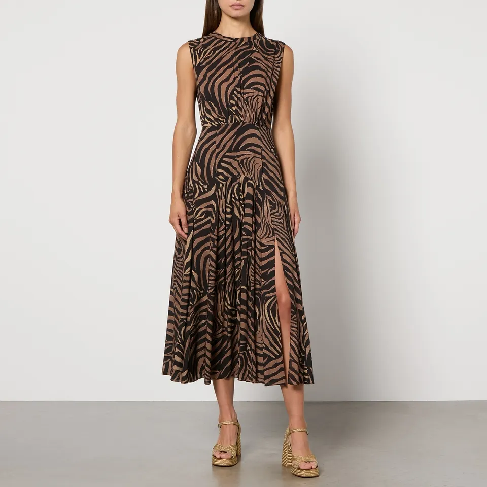 RIXO Coralie Printed Silk Midi Dress - UK 6 | Coggles