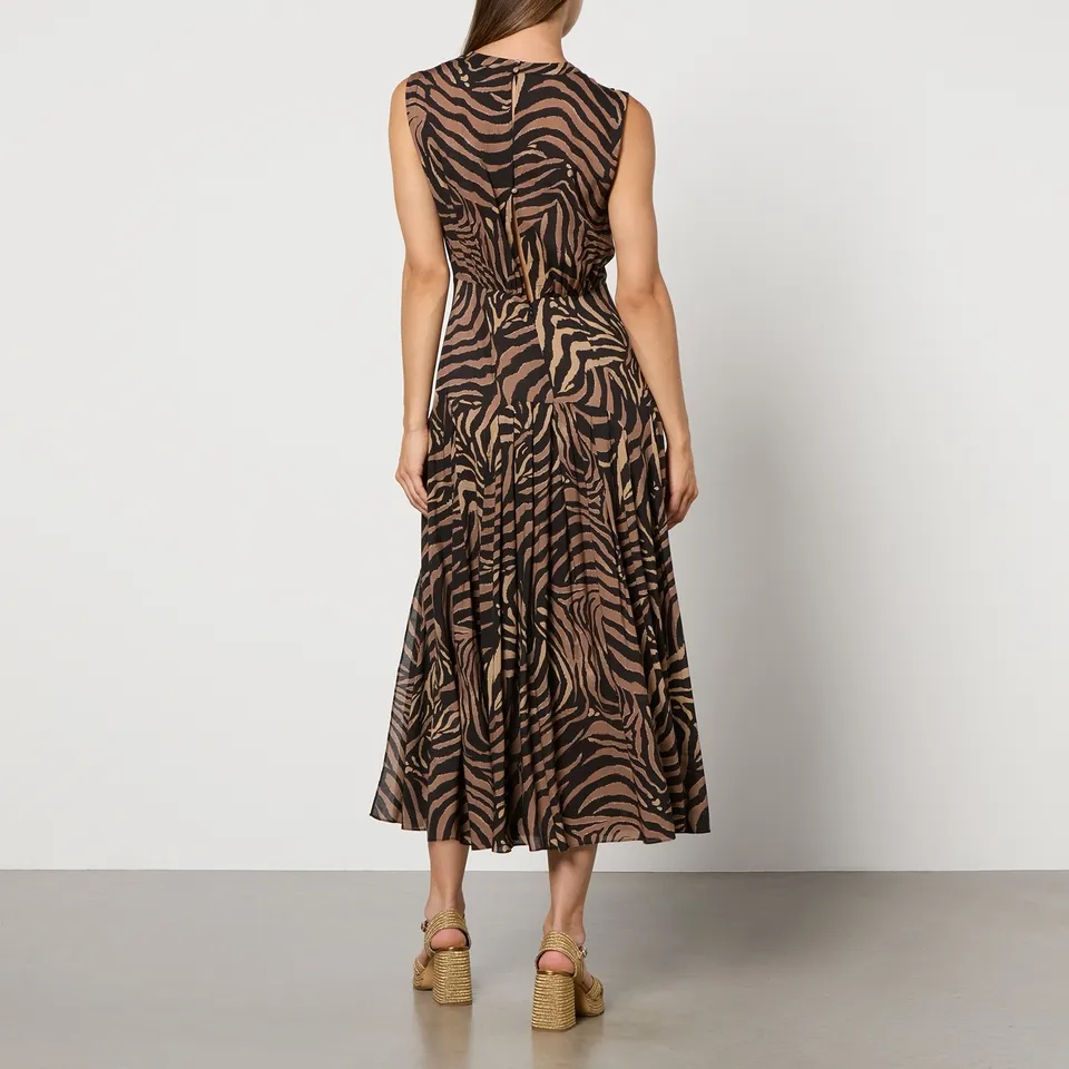 RIXO Coralie Printed Silk Midi Dress - UK 6 | Coggles