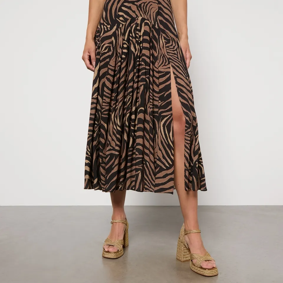 RIXO Coralie Printed Silk Midi Dress - UK 6 | Coggles