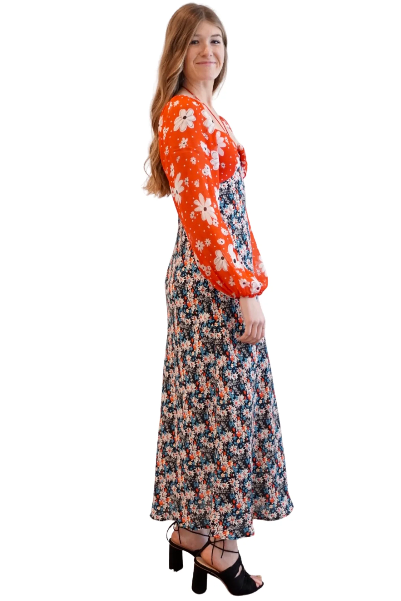 RIXO     Jeanie Dress in Daisy Parade Mix