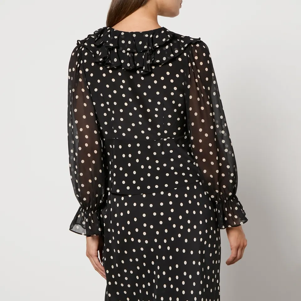 RIXO Lasca Polka Dot Silk-Chiffon Blouse - UK 12 | Coggles