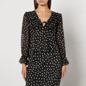 RIXO Lasca Polka Dot Silk-Chiffon Blouse - UK 12 | Coggles