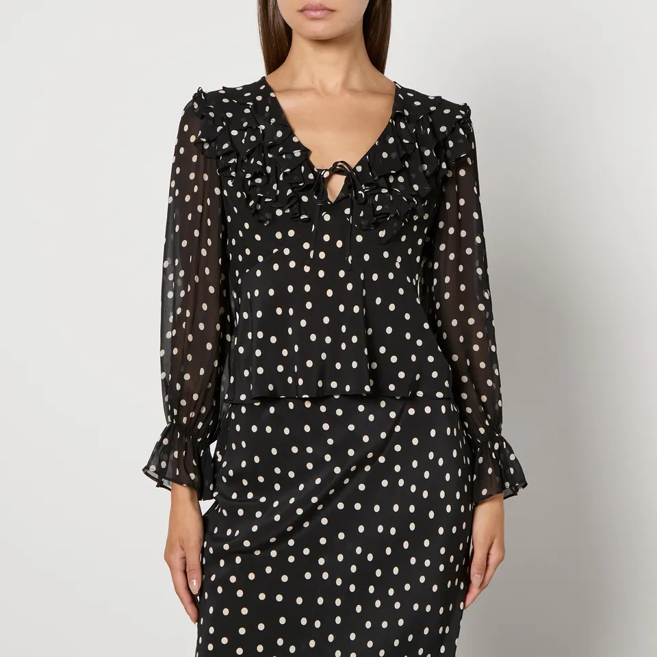 RIXO Lasca Polka Dot Silk-Chiffon Blouse - UK 12 | Coggles