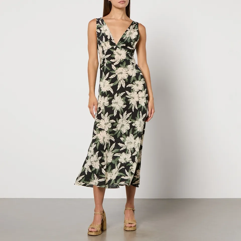 RIXO Lauriane Floral-Print Silk Midi Dress - UK 6 | Coggles