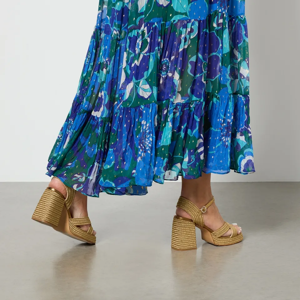 RIXO Lori Floral-Print Shirred Chiffon Midi Dress - UK 6 | Coggles