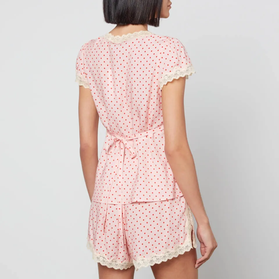 Rixo Maddy Crepe de Chine Blouse and Shorts Set - 10 | Coggles