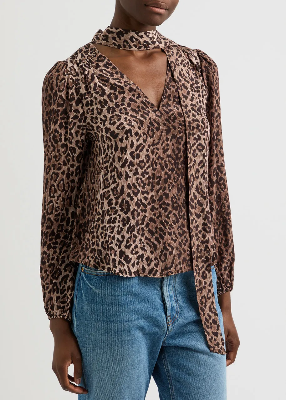 RIXO Moss leopard-print silk blouse  -                         -                     -                