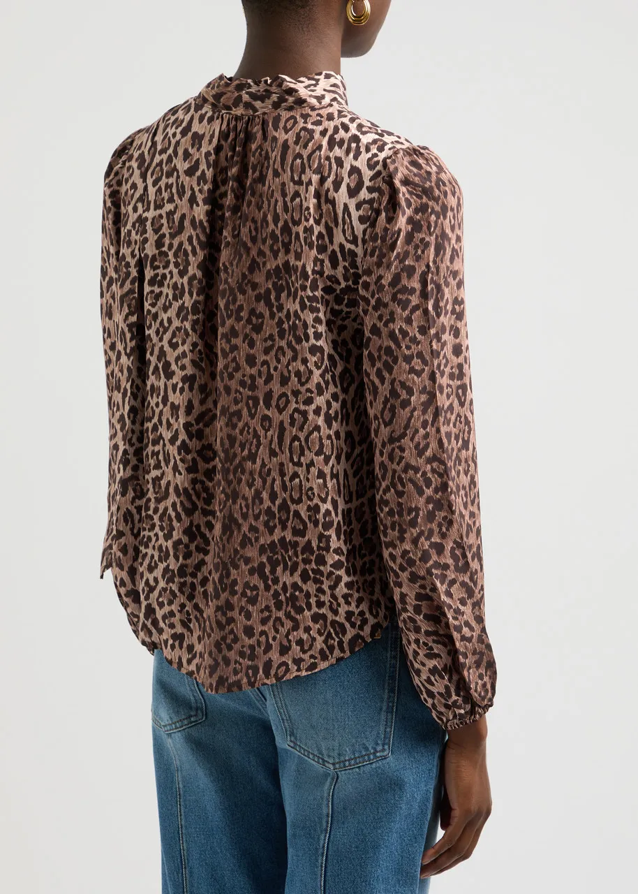 RIXO Moss leopard-print silk blouse  -                         -                     -                