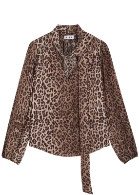 RIXO Moss leopard-print silk blouse  -                         -                     -                