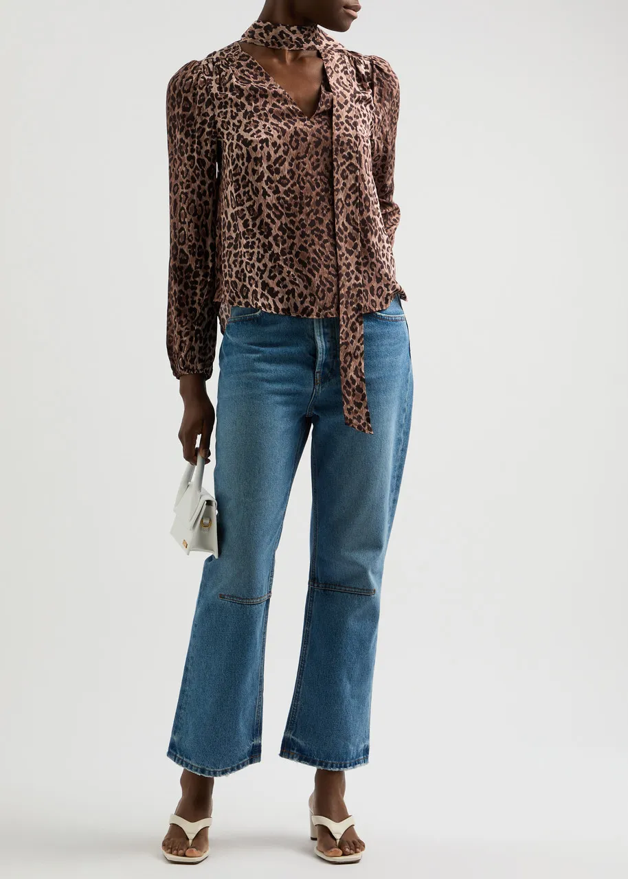 RIXO Moss leopard-print silk blouse  -                         -                     -                