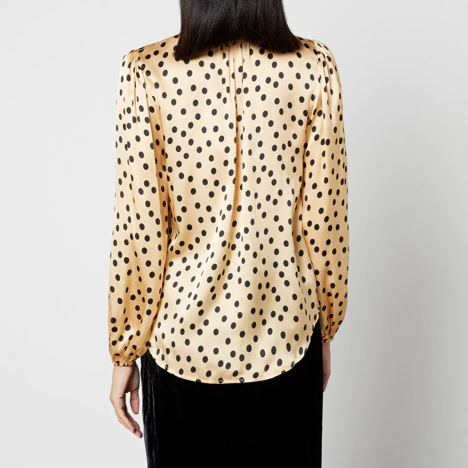 Rixo Moss Polka-Dot Printed Silk Blouse - UK 8 | Coggles