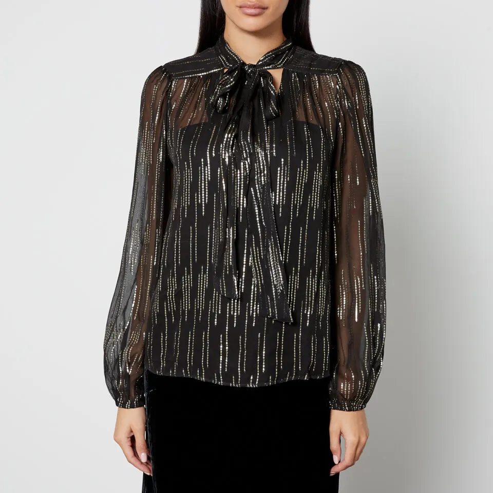 Rixo Moss Satin-Jacquard Lurex Blouse - UK 6 | Coggles