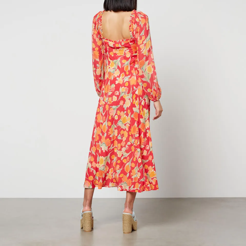 Rixo Olimani Floral-Print Chiffon Midi Dress - UK 6 | Coggles