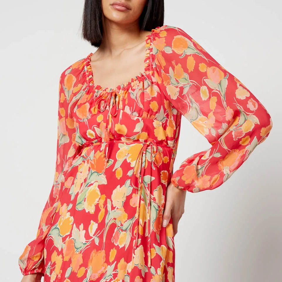 Rixo Olimani Floral-Print Chiffon Midi Dress - UK 6 | Coggles