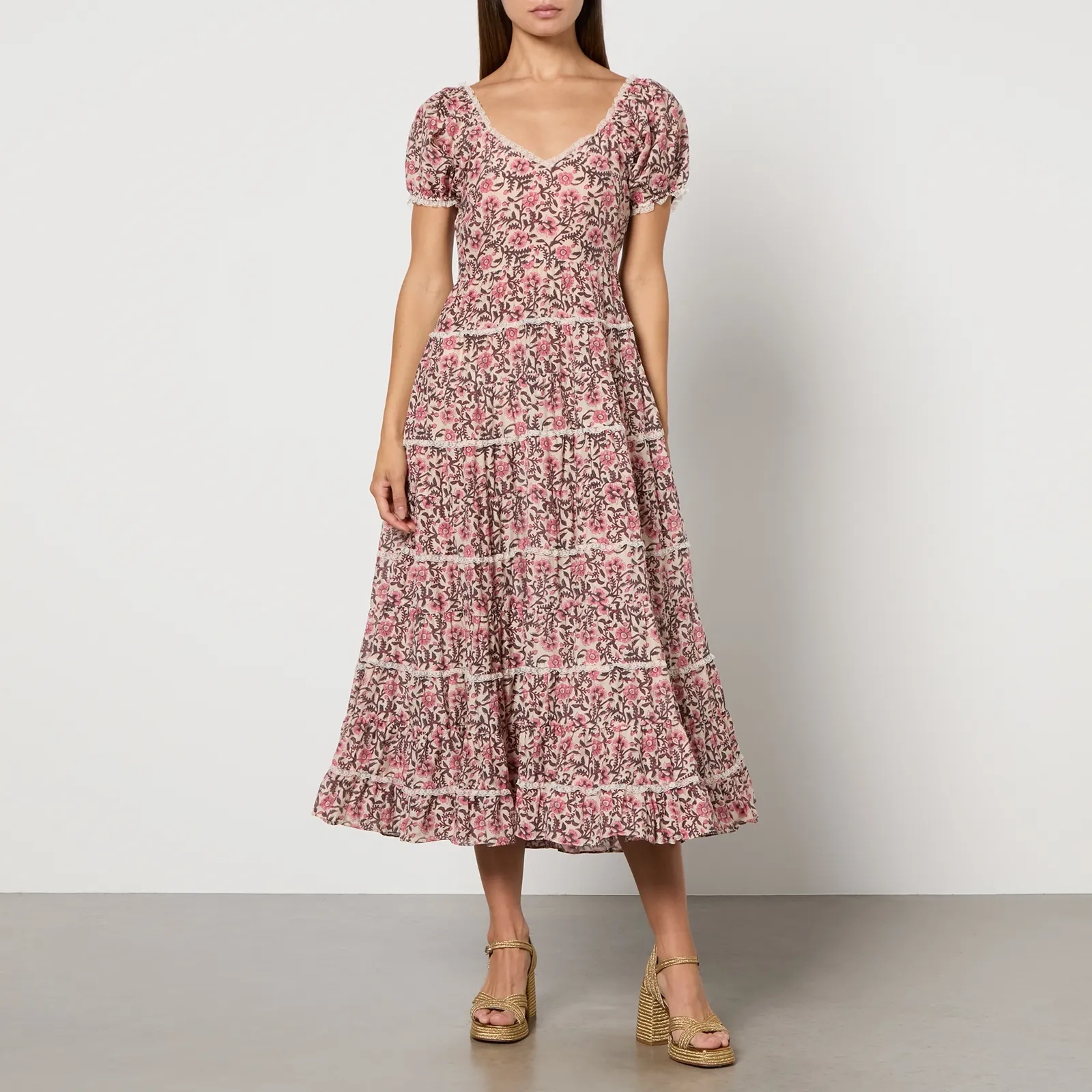 RIXO Ophelia Floral-Print Satin Midi Dress - UK 6 | Coggles