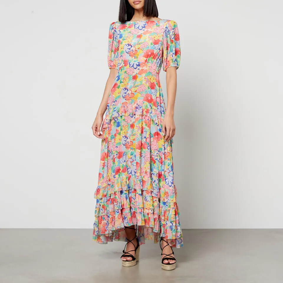 Rixo Shireen Floral-Print Silk-Chiffon Midi Dress - UK 6 | Coggles