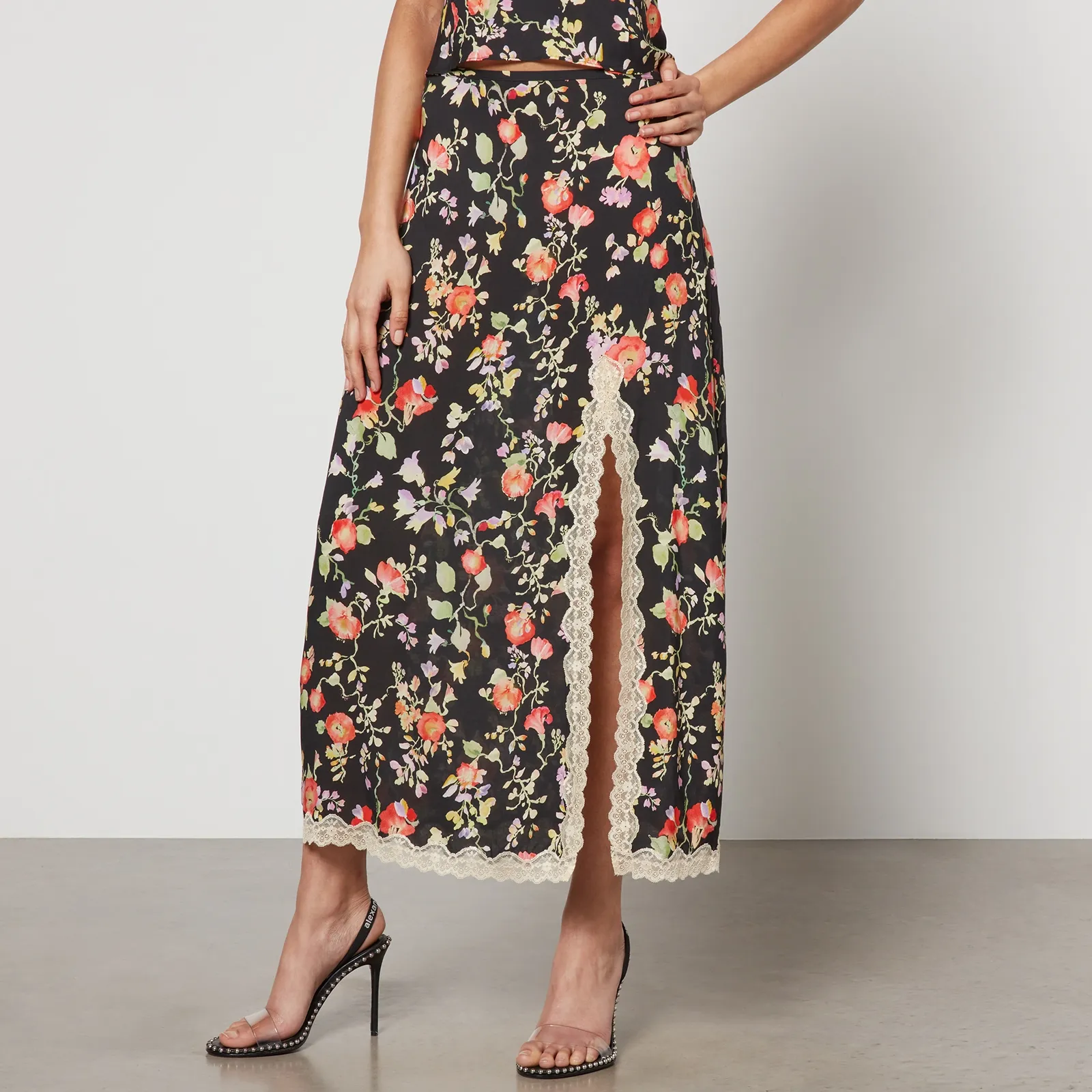 RIXO Sibilla Floral-Print Chiffon Skirt - UK 6 | Coggles