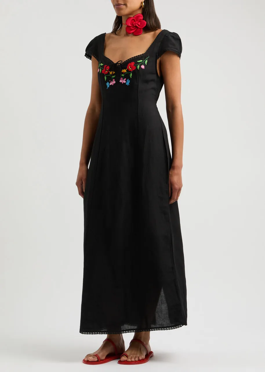 RIXO Tahlee floral-embroidered maxi dress  -                         -                     -                