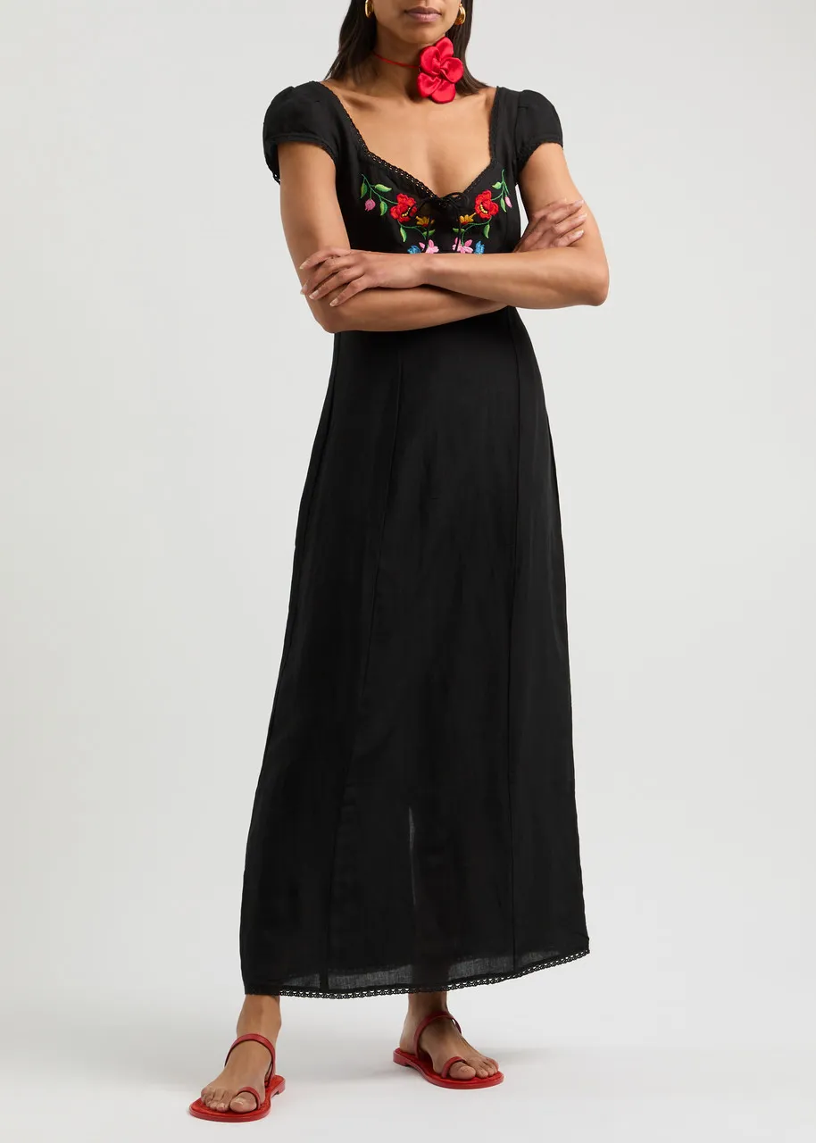 RIXO Tahlee floral-embroidered maxi dress  -                         -                     -                