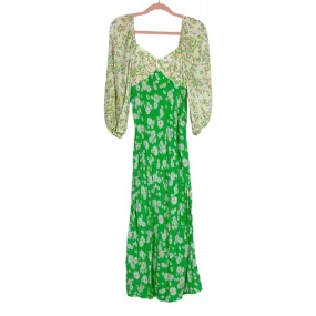 Rixo (Target) Green/Pink/Yellow Floral with Smocked Back Maxi Dress- Size 4