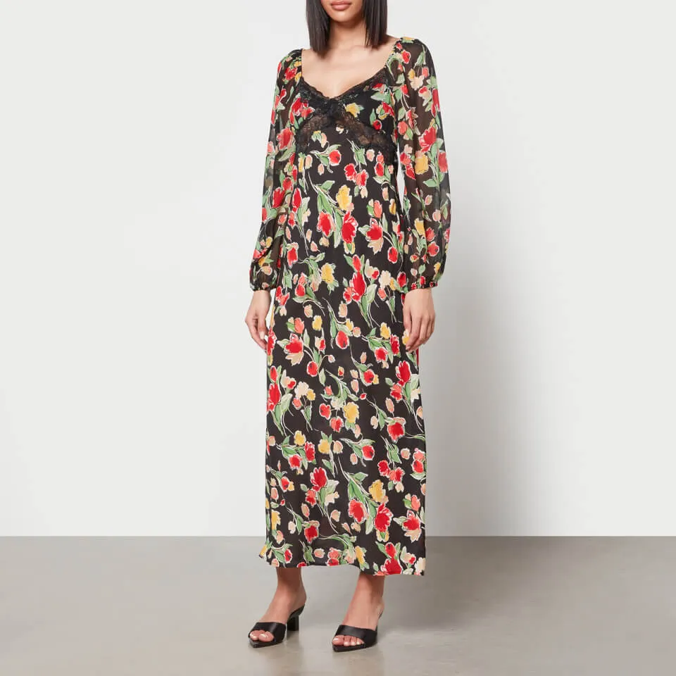 Rixo Thaleena Floral-Print Woven Midi Dress - UK 6 | Coggles