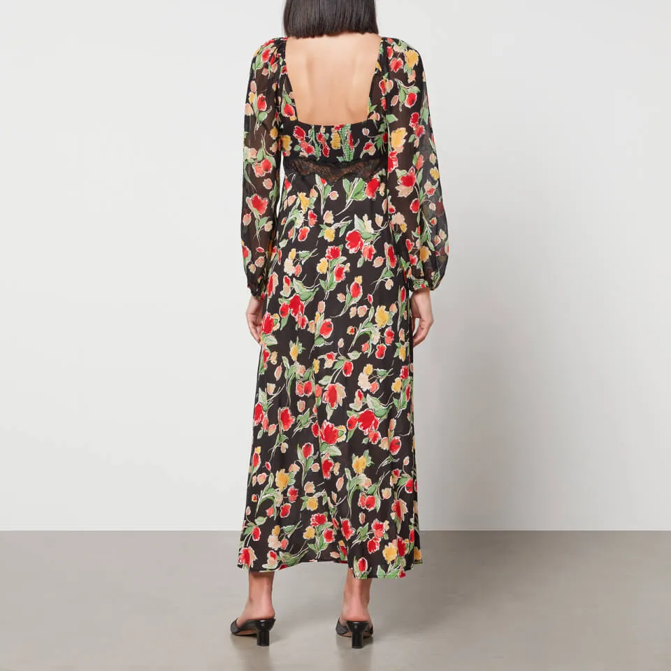 Rixo Thaleena Floral-Print Woven Midi Dress - UK 6 | Coggles