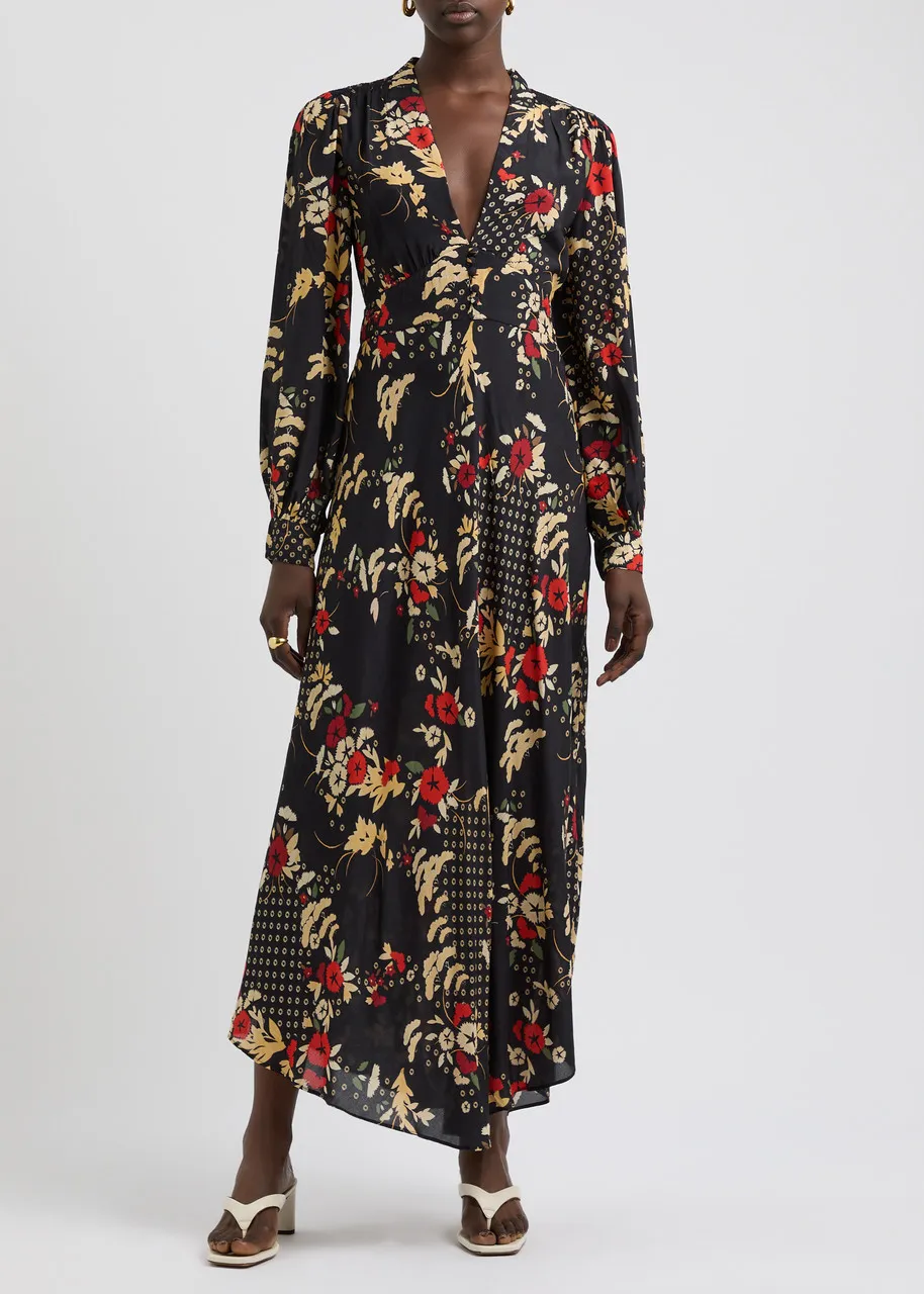 RIXO Trula floral-print maxi dress  -                         -                     -                