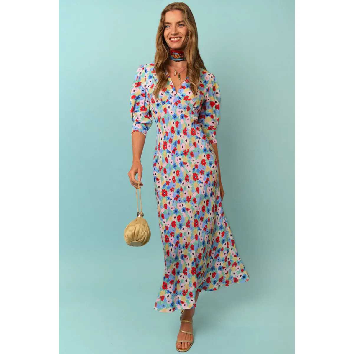 RIXO   Zadie Dress Spring Ink Floral