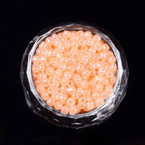 Seed Beads, Glass, Ceylon, #8, Round, Orange, 3mm