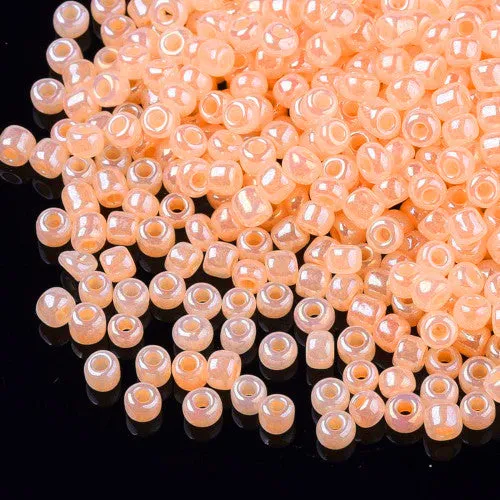 Seed Beads, Glass, Ceylon, #8, Round, Orange, 3mm