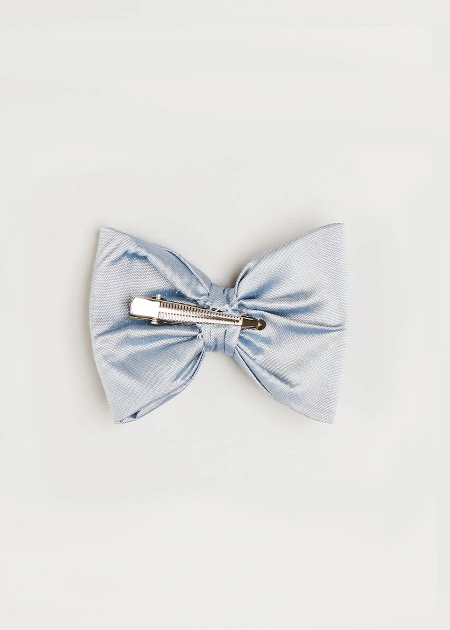 Silk Small Bow Clip in Blue