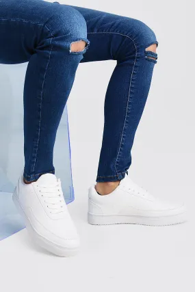 Smooth Faux Leather Sneakers