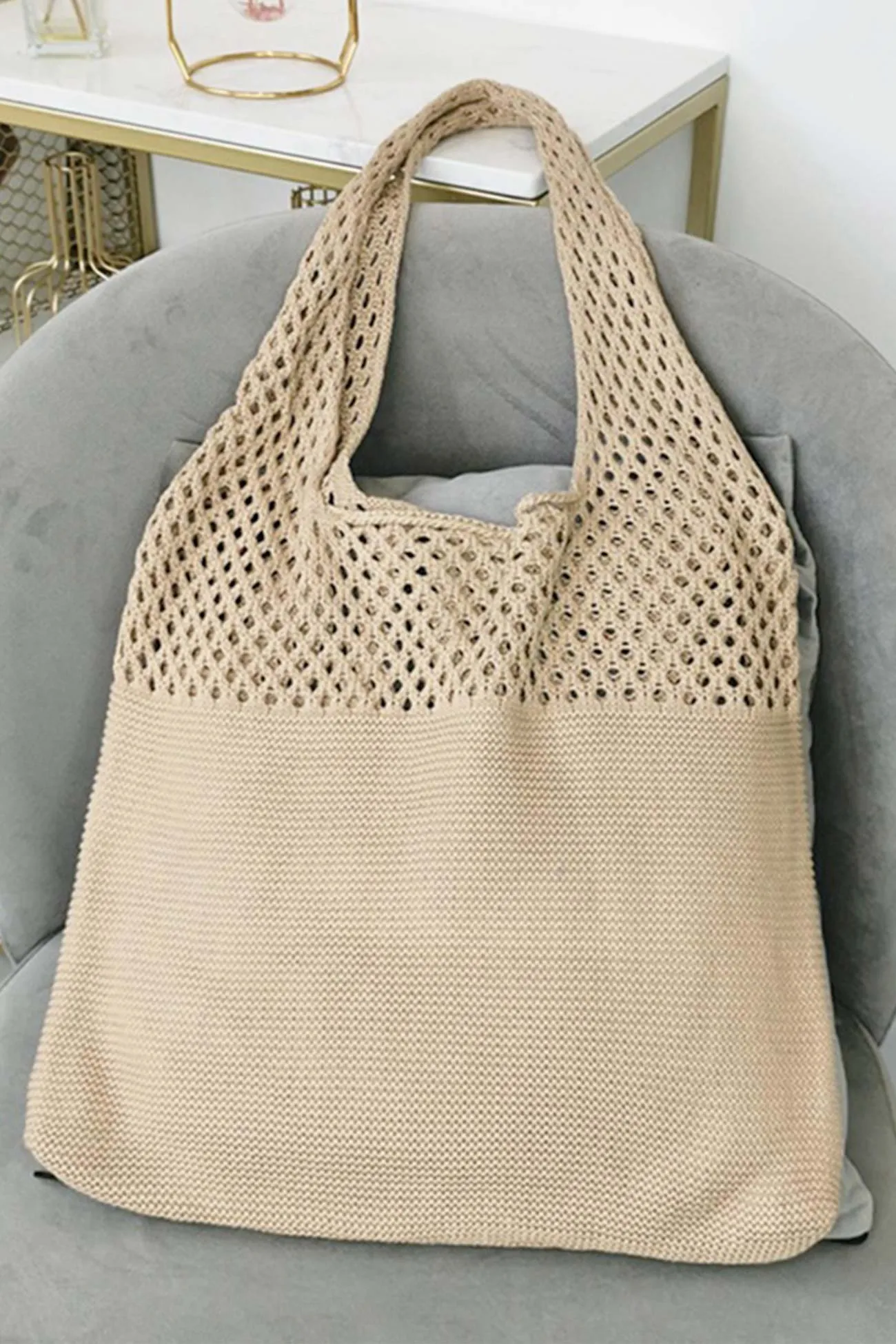 Solid Knitted Crochet Bag