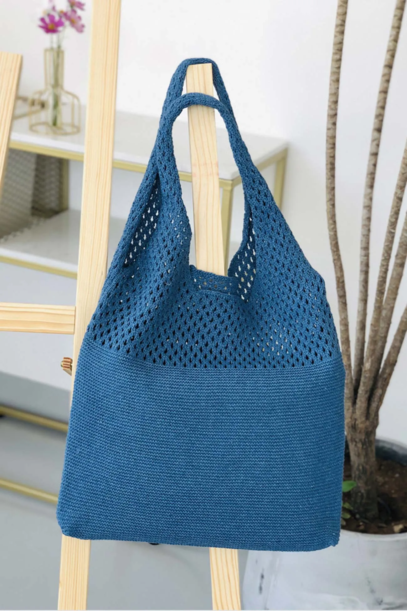 Solid Knitted Crochet Bag