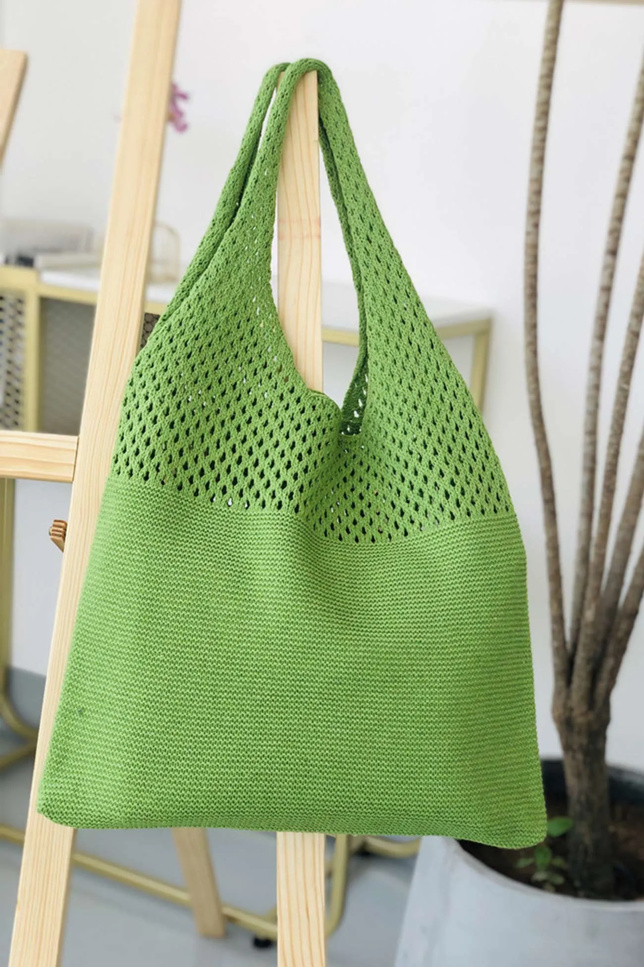 Solid Knitted Crochet Bag