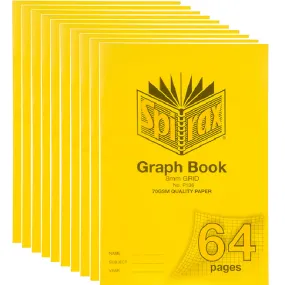 Spirax P136 Graph Book 8mm Grid 64 Page A4 Yellow 10 Pack