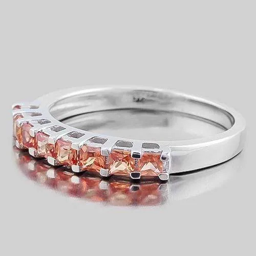 SPLENDID ! 3/4 CARAT (8 PCS) ORANGE SAPPHIRE (VS) 9KT SOLID GOLD BAND RING