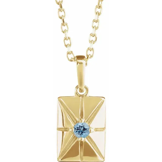 Starburst 14K Yellow Gold Pendant and Natural Aquamarine