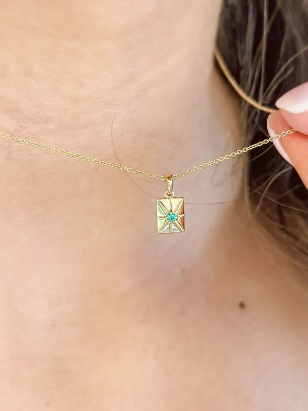 Starburst 14K Yellow Gold Pendant and Natural Emerald