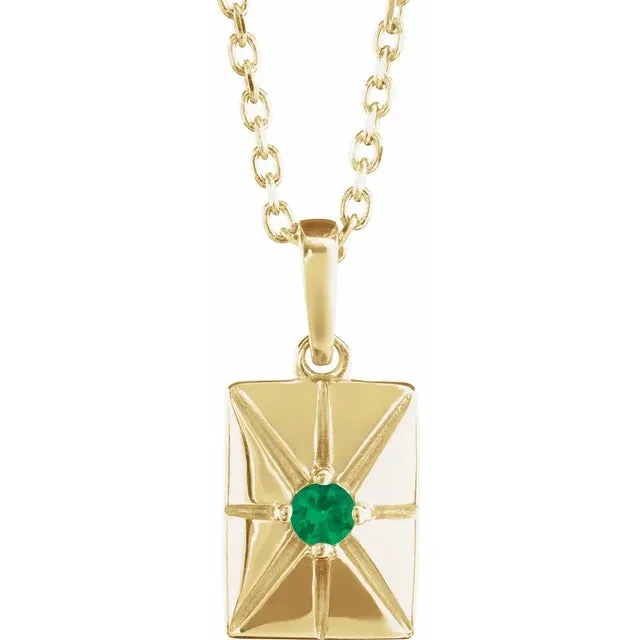 Starburst 14K Yellow Gold Pendant and Natural Emerald