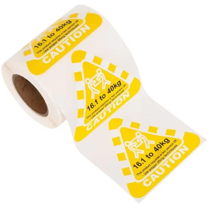 Stock Forms Caution Weight 16.1-40kg Labels 80x70mm Yellow 250 Labels Roll