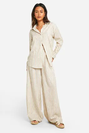 Stripe Linen Wide Leg Pants