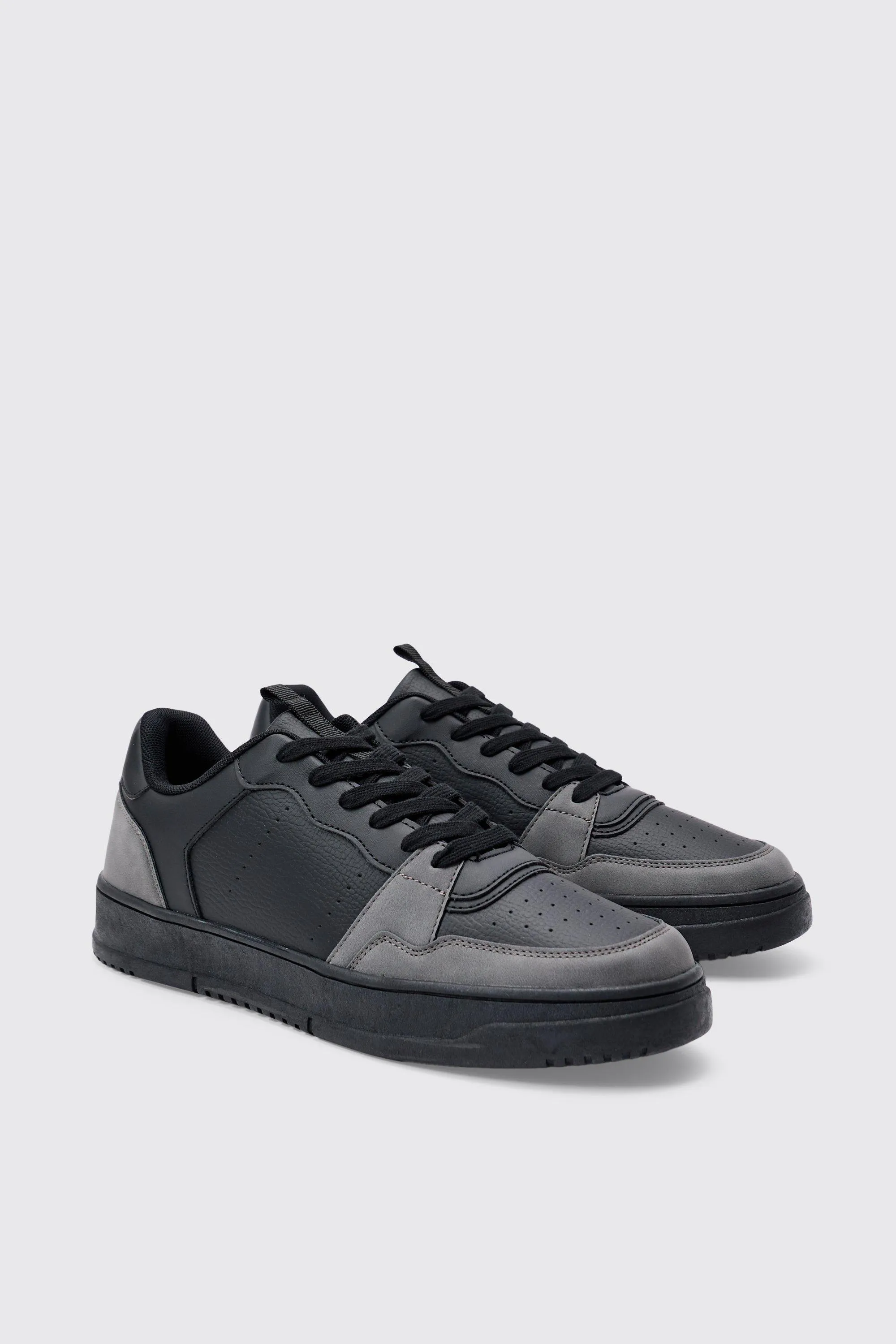 Suede Panel Chunky Sneakers In Black