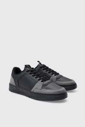 Suede Panel Chunky Sneakers In Black