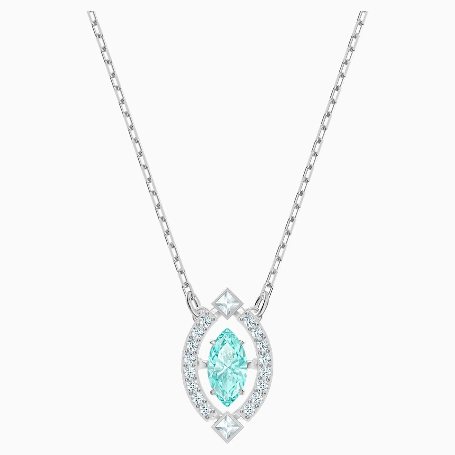 Swarovski SPARKLING DANCE PIERCED NECKLACE, Green, Rhodium -5485721