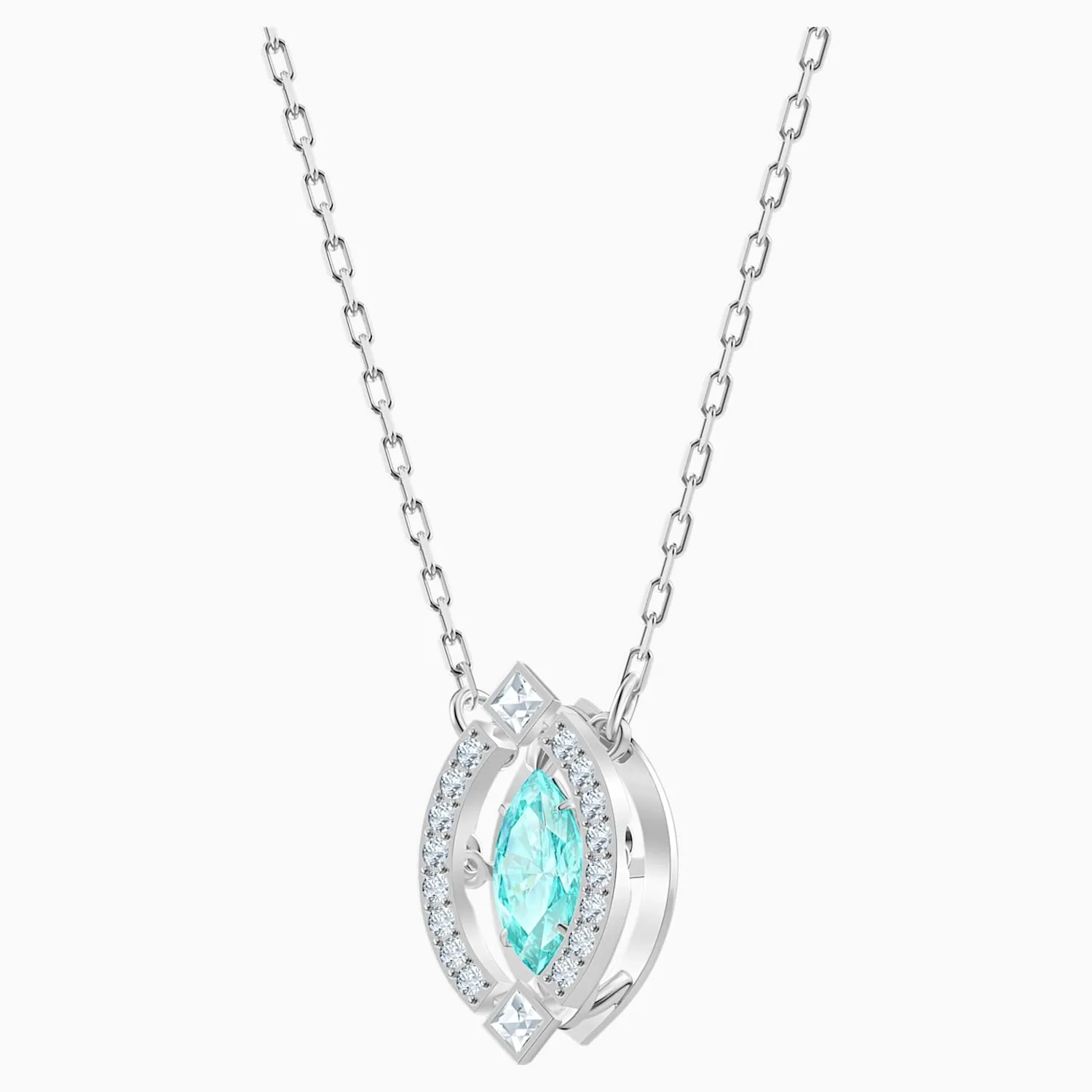 Swarovski SPARKLING DANCE PIERCED NECKLACE, Green, Rhodium -5485721